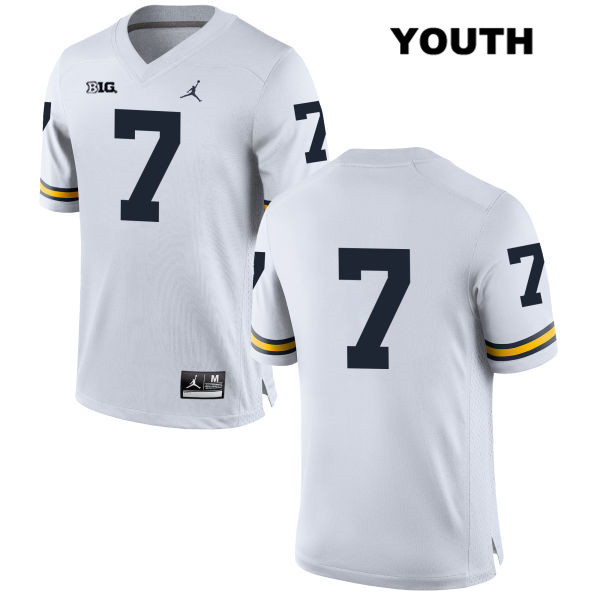 Youth NCAA Michigan Wolverines Khaleke Hudson #7 No Name White Jordan Brand Authentic Stitched Football College Jersey FI25A83NK